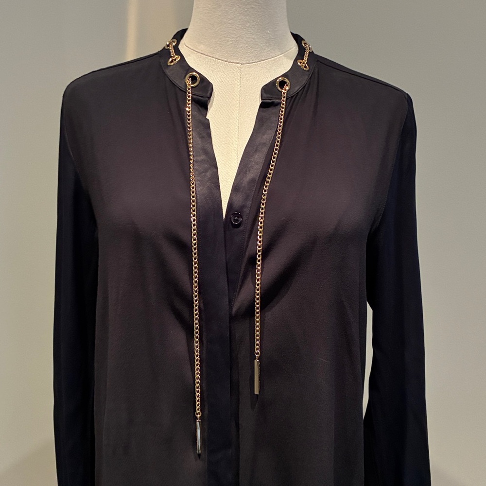 Michael Kors dark blue Dress with Gold Chain Detail